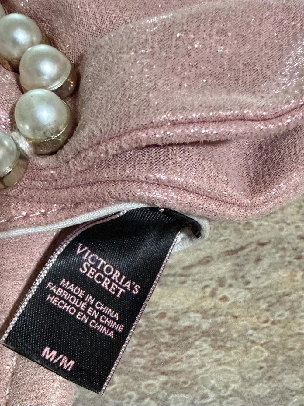 Victoria's Secret Pink Pearl Heart Bow Slide Sandals Size M